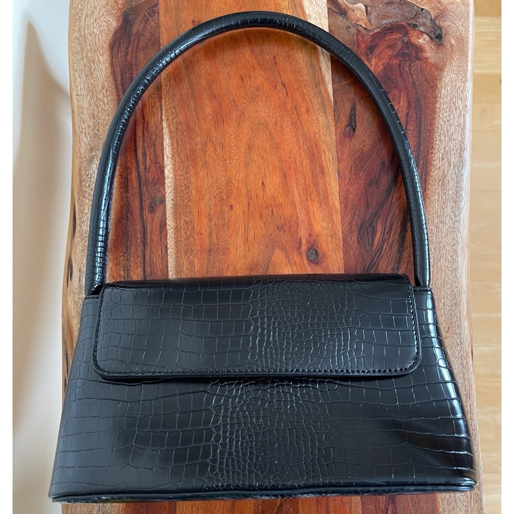 ASOS Black Crocodile-Embossed Shoulder Bag